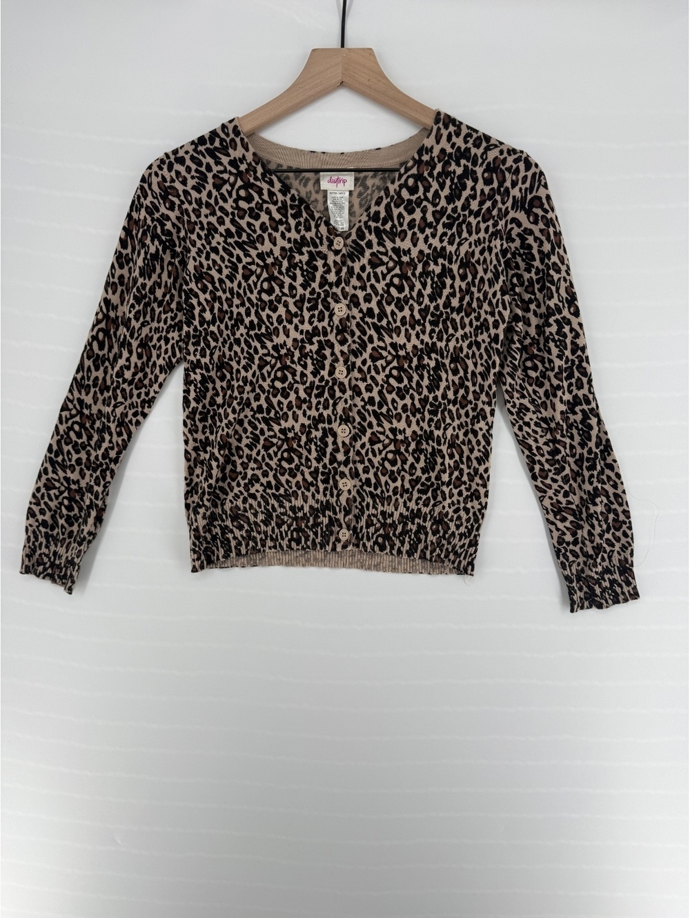 Daytrip Leopard Cardigan Womens XL Animal Print Button Front Y2K Cheetah